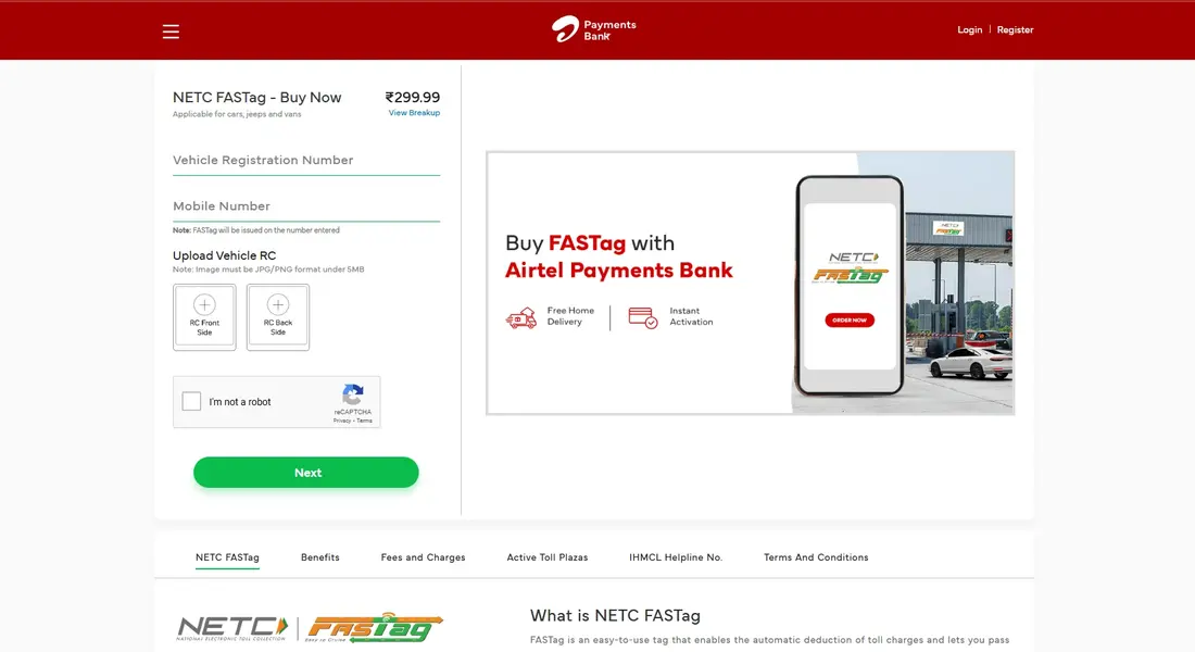 Airtel Fastag Portal